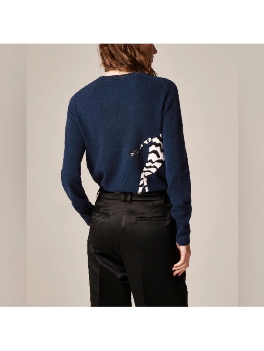 J.Crew Cashmere classic-fit crewneck sweater in zebra intarsia CO586
